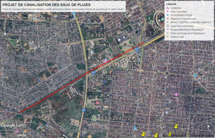 Projet de canalisation des eaux de pluie a Kinshasa